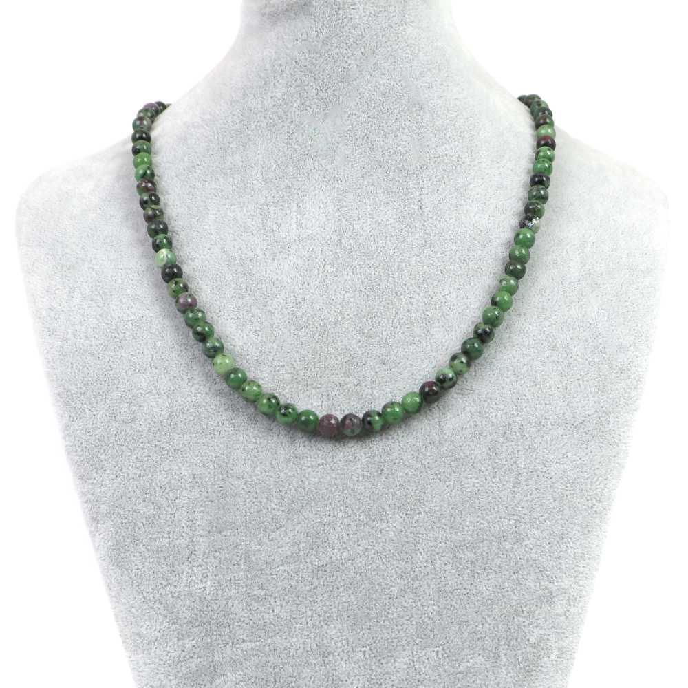 シンプルストーンネックレスゾイサイト【丸玉】6mm【天然石ビーズパワーストーン】