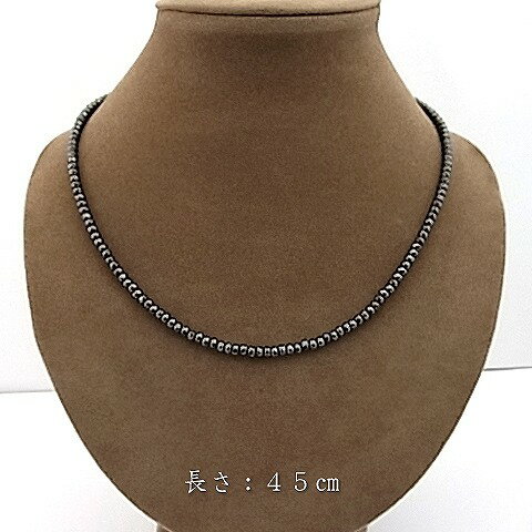 ●へマタイト/ボタンカットネックレス/フルストーン/3×4mm【天然石・パワーストーン・レディースネックレス】