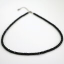 ★ブラックオニキス/ボタンカットネックレス/アジャスター付/2×4mm【黒瑪瑙・天然石・パワーストーン・レディースネックレス】