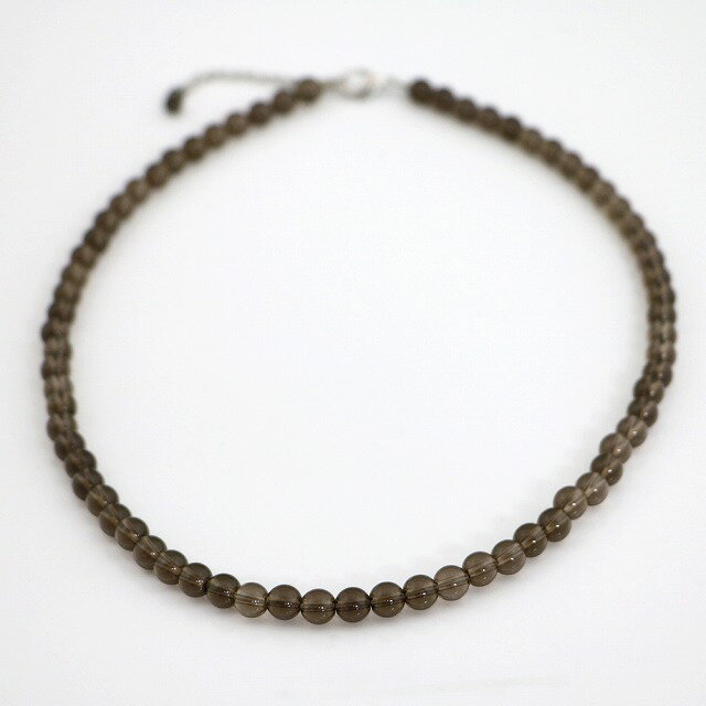 ★スモーキークォーツ6mm丸玉ネックレス【天然石・パワーストーン・レディースネックレス・お試し価格】