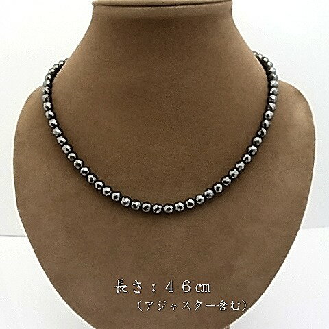 ★へマタイト/カットネックレス/アジャスター付/6mm【天然石・パワーストーン・レディースネックレス】