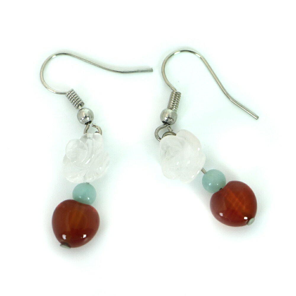 ローズクォーツプチローズピアス【天然石・パワーストーン・レディースピアス】