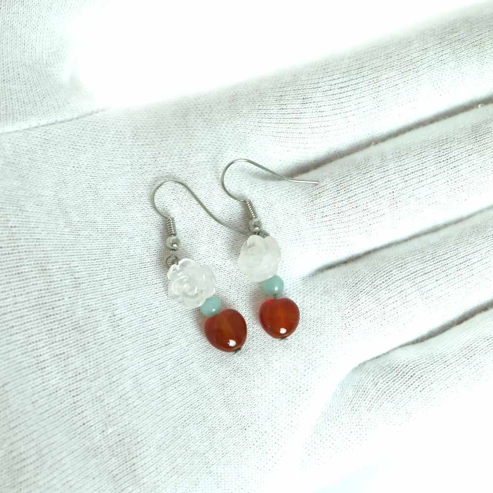 ローズクォーツプチローズピアス【天然石・パワーストーン・レディースピアス】