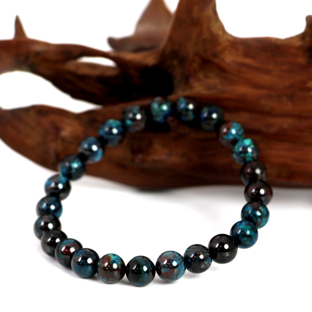 クリソコラ ハイクオリティー 1点もの ブレスレット 数珠 パワーストーン 天然石 アクセサリー ハンドメイド
