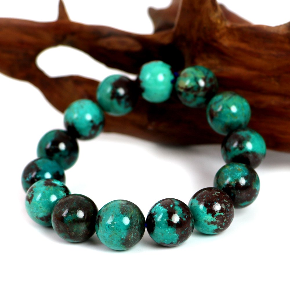 クリソコラ ハイクオリティー 1点もの ブレスレット 数珠 パワーストーン 天然石 アクセサリー ハンドメイド