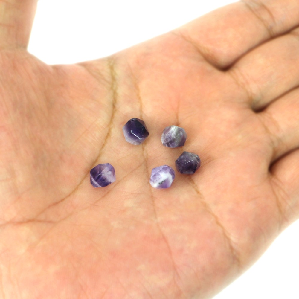 ●5粒売り●シェブロンアメジスト（ドッグティース）【ダイヤカット】8mm【天然石 ビーズ パワーストーン】