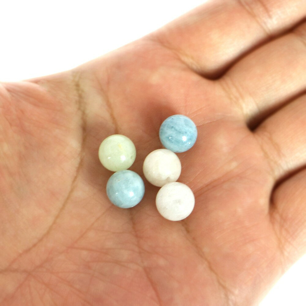 ●5粒売り●MIXベリル【丸玉】10mm【天然石 ビーズ パワーストーン】