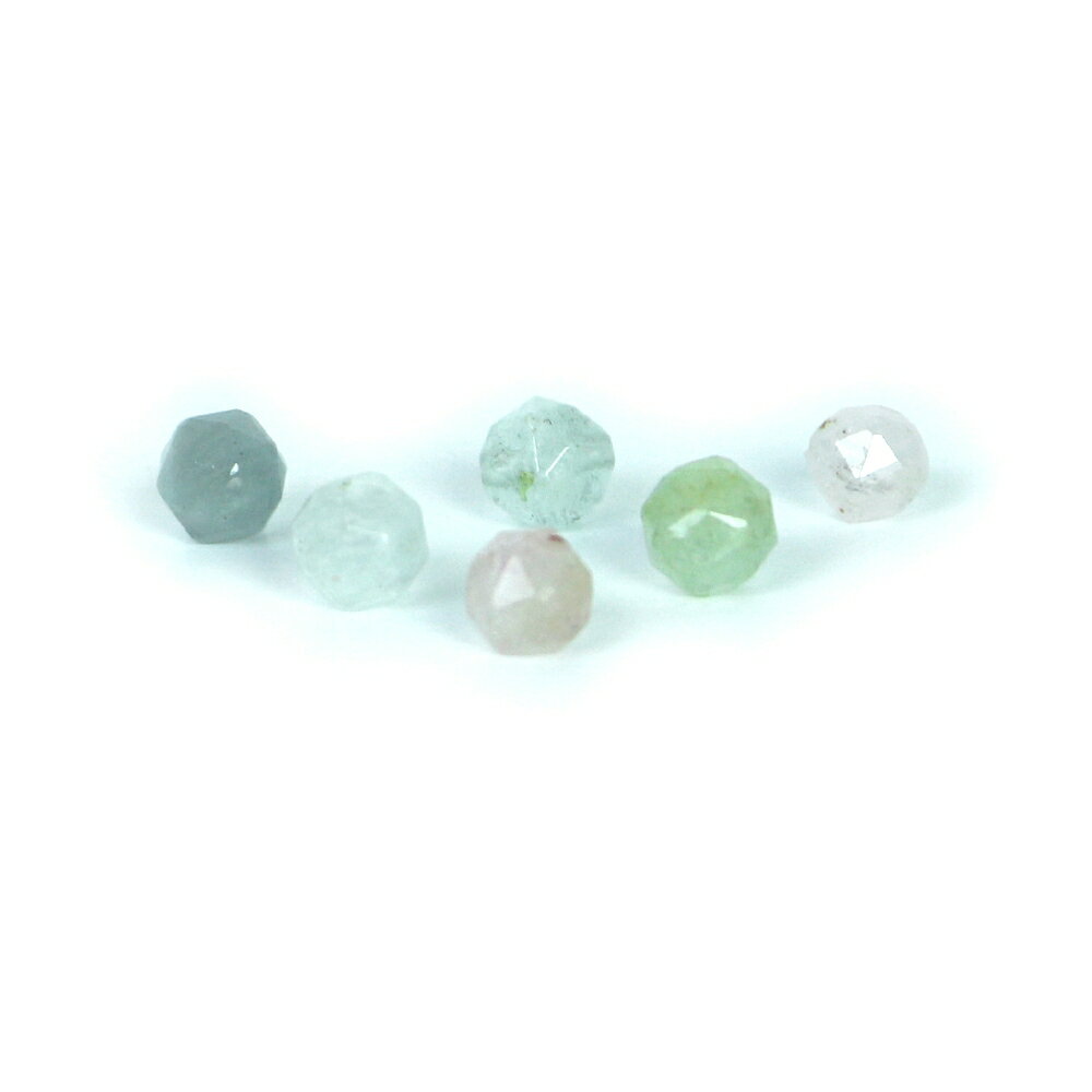 Rakuten - ●5粒売り●MIXベリル【ダイヤカット】6mm【天然石 ビーズ パワーストーン】