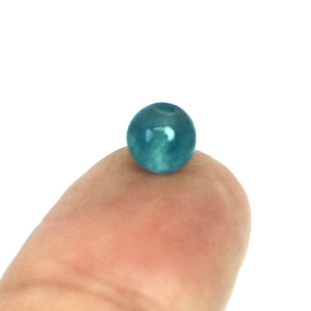 ●5粒売り●カラージェード(オーシャンブルーMIX・染め)【丸玉】6mm【天然石 ビーズ パワーストーン】