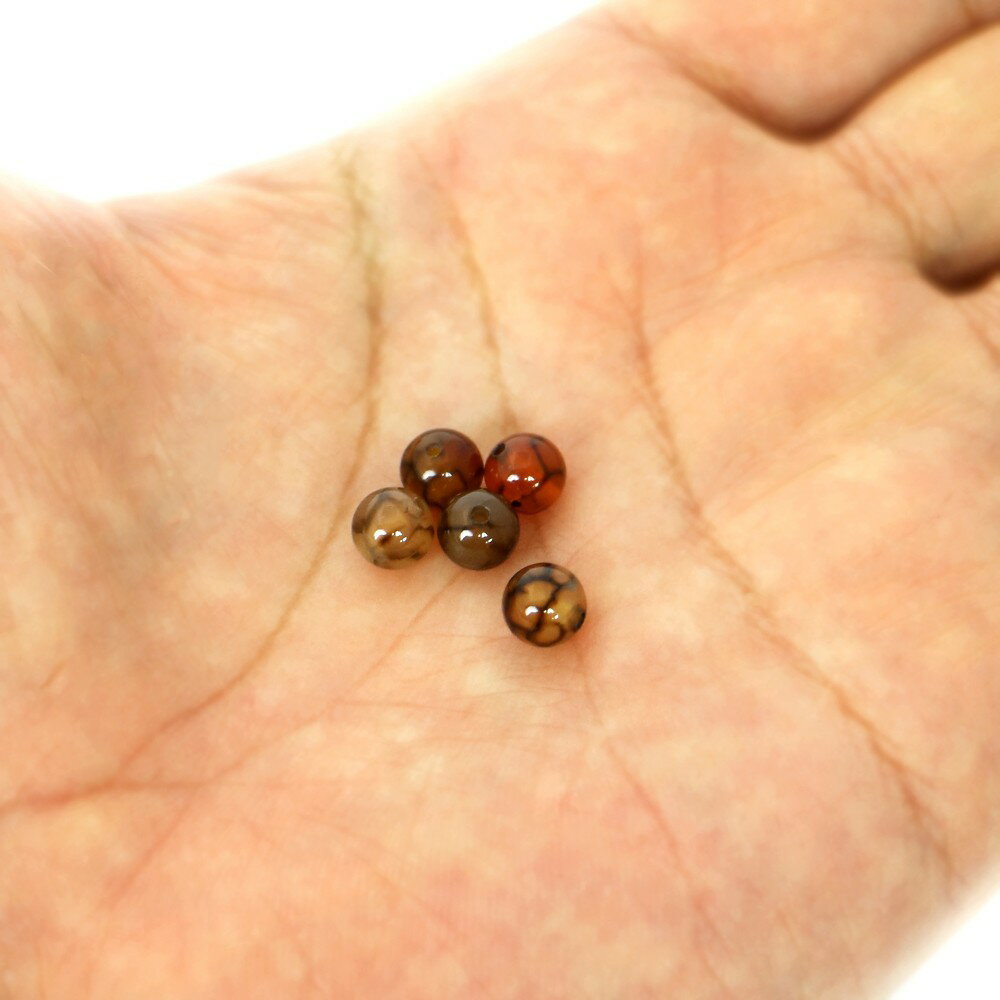●5粒売り●ドラゴンアゲート（ブラウン）【丸玉】6mm【天然石 ビーズ パワーストーン】