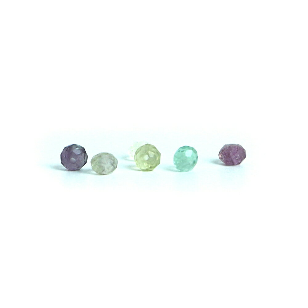 Rakuten - ●10粒売り●フローライト【ボタンカット】3×4mm【天然石 ビーズ パワーストーン】