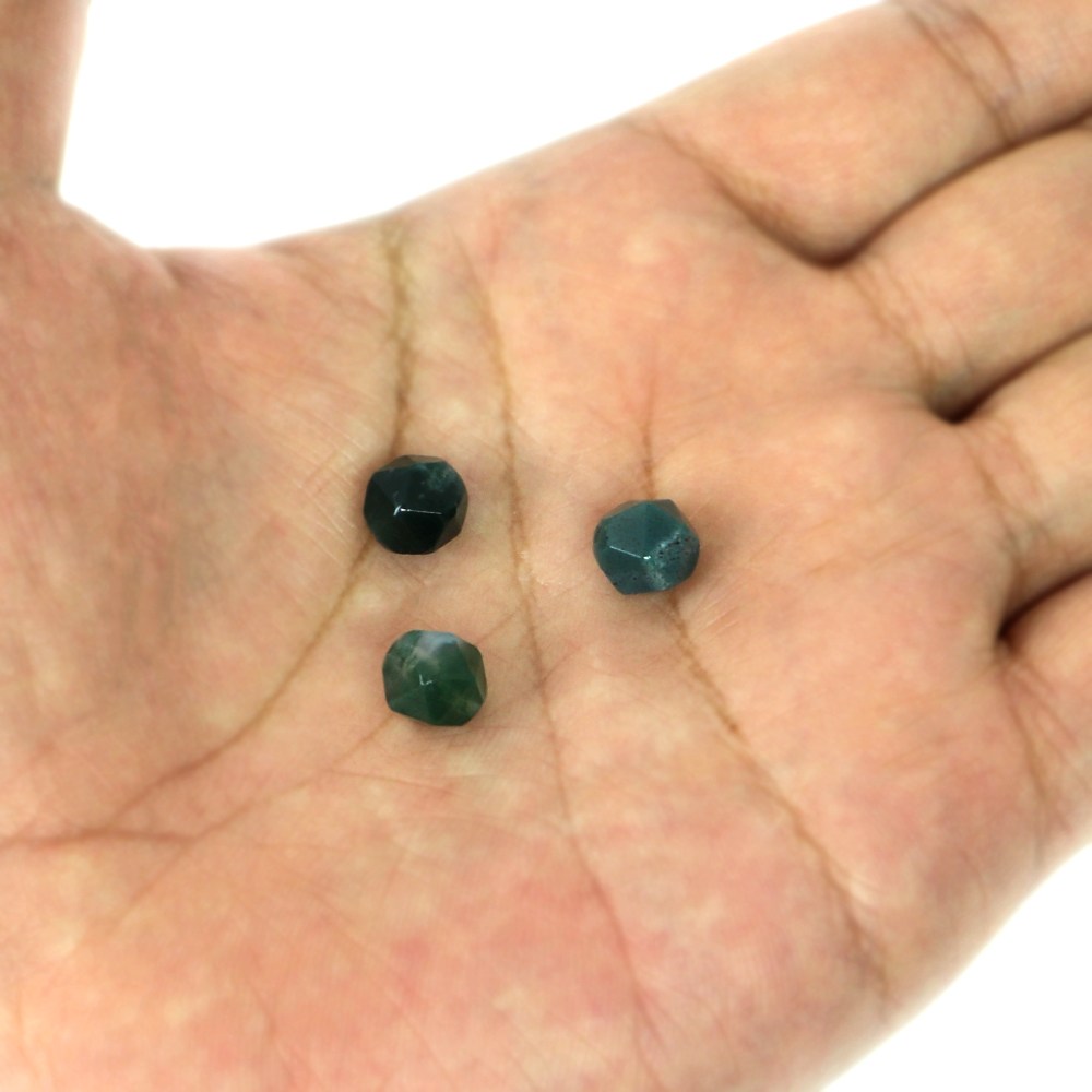 ●1粒売り●モスアゲート【ダイヤカット】8mm【天然石 ビーズ パワーストーン】