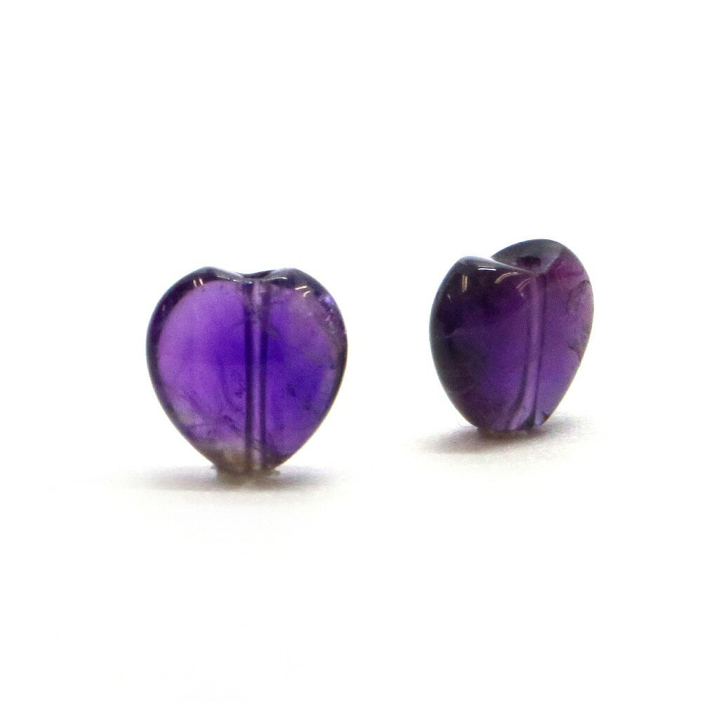 ●1粒売り●アメジスト【ハート】10mm（厚み5mm）【天然石 ビーズ パワーストーン】