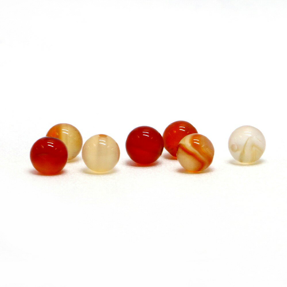 ●5粒売り●カーネリアン【丸玉】6mm【天然石 ビーズ パワーストーン】