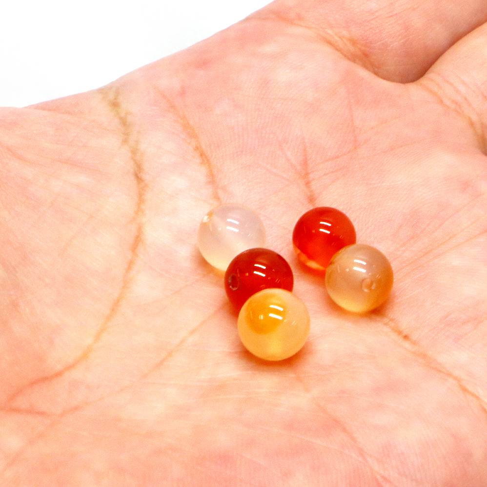 ●5粒売り●カーネリアン【丸玉】8mm【天然石 ビーズ パワーストーン】