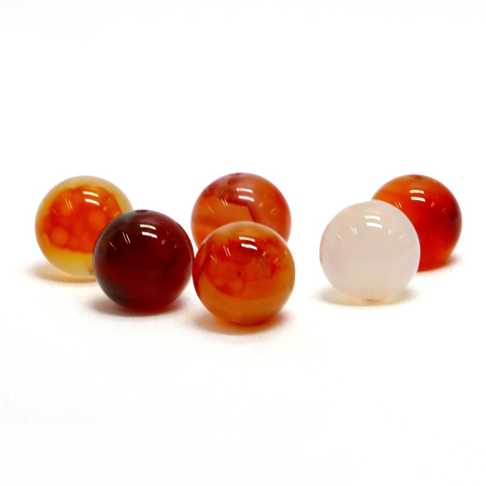 ●5粒売り●カーネリアン【丸玉】12mm【天然石 ビーズ パワーストーン】