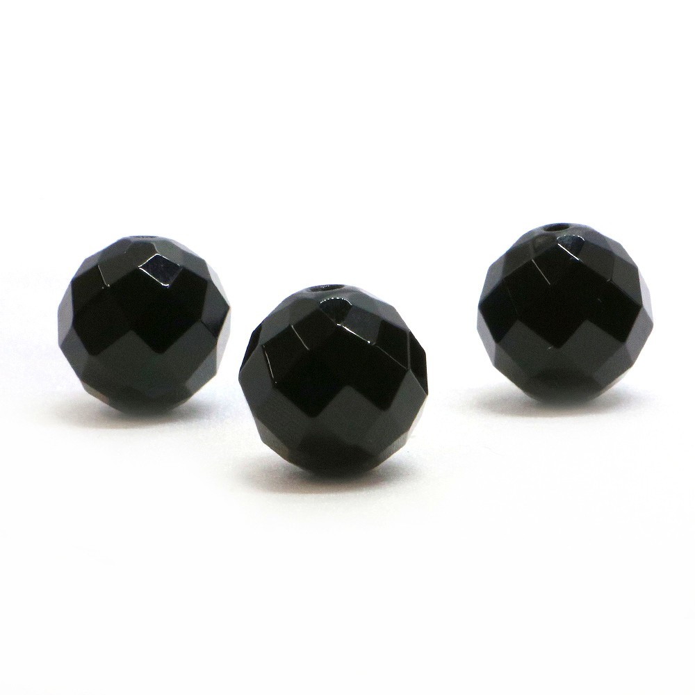 Rakuten - ●1粒売り●オニキス【カット】14mm【天然石 ビーズ パワーストーン】
