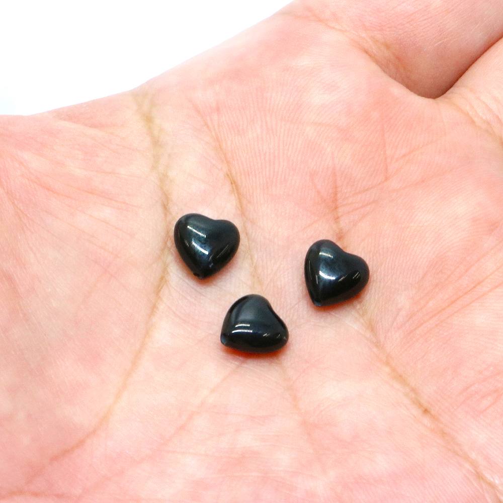 ●1粒売り●オニキス【ハート】8mm（厚み4mm）【天然石 ビーズ パワーストーン】