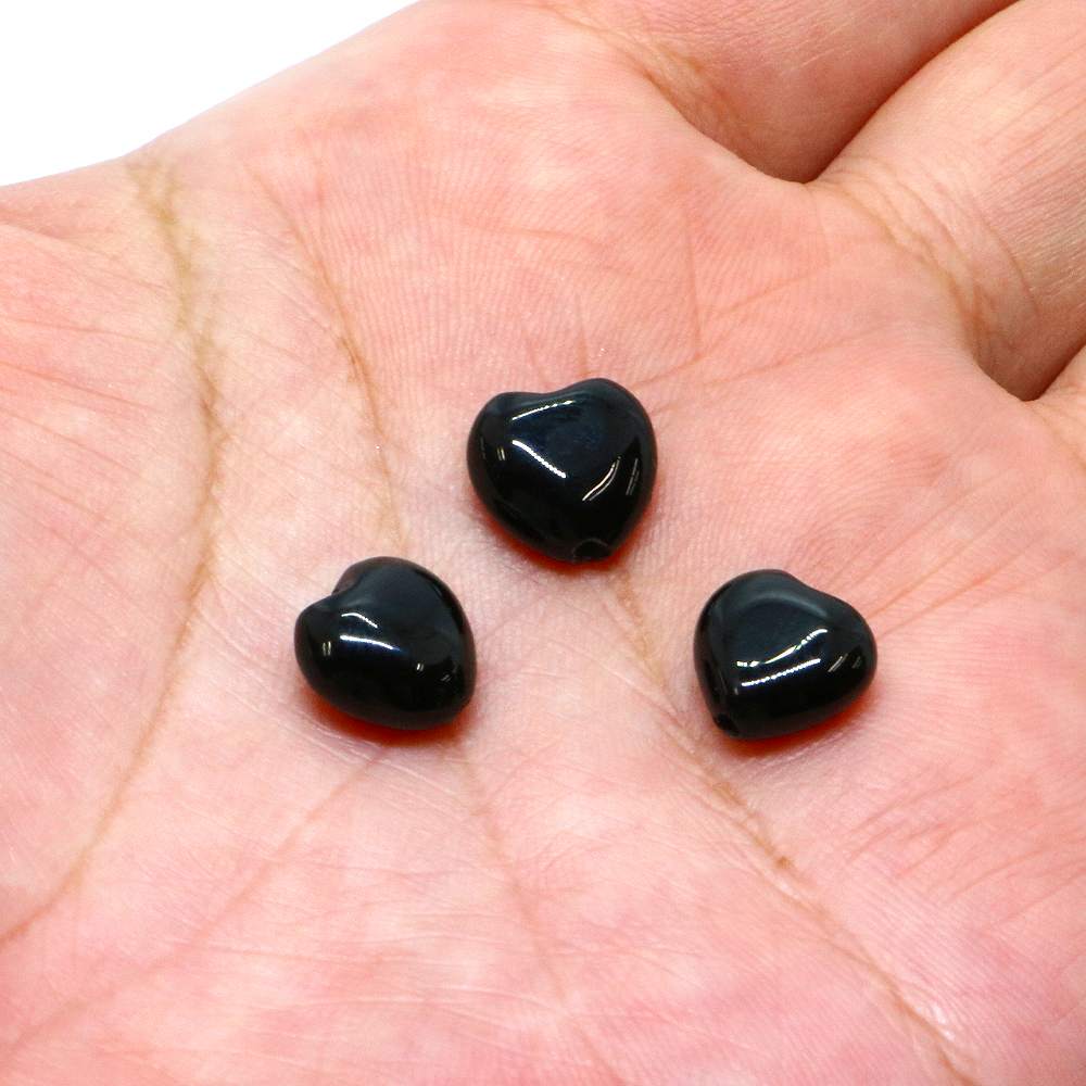 ●1粒売り●オニキス【ハート】10mm（厚み5mm）【天然石 ビーズ パワーストーン】
