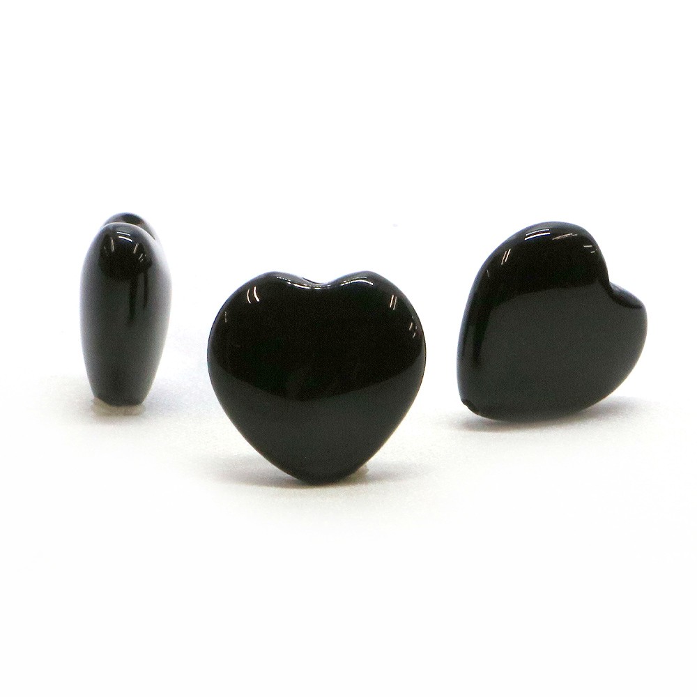 ●1粒売り●オニキス【ハート】14mm（厚み6mm）【天然石 ビーズ パワーストーン】