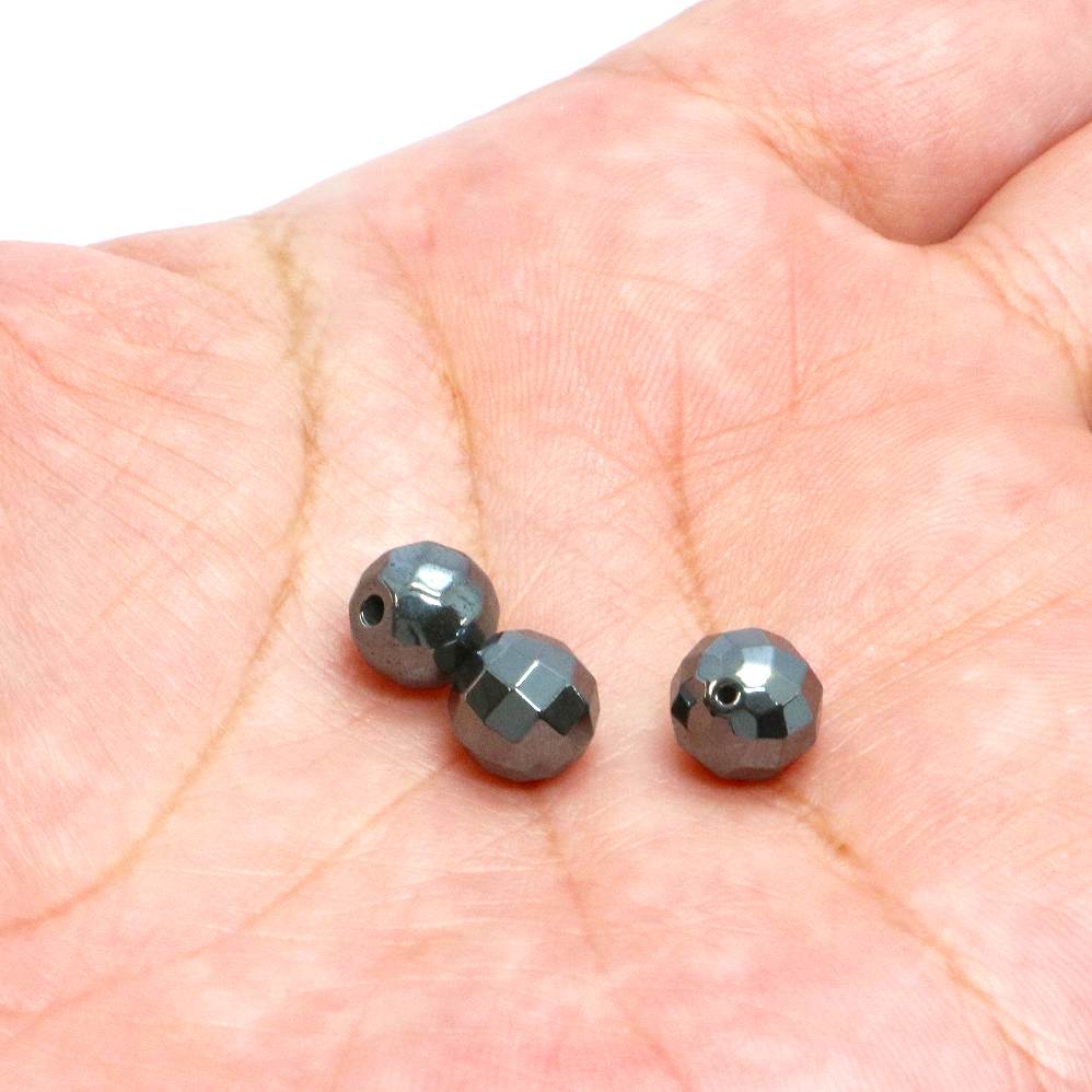 ●1粒売り●ヘマタイト【カット】8mm【天然石 ビーズ パワーストーン】