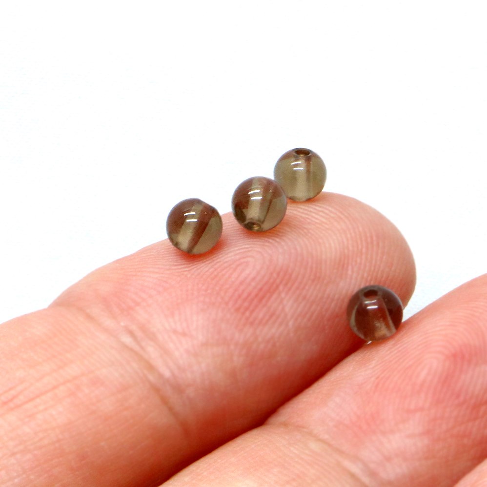 ジェムバザールの●1粒売り●スモーキークォーツ【丸玉】4mm【天然石 ビーズ パワーストーン】｜アングル2