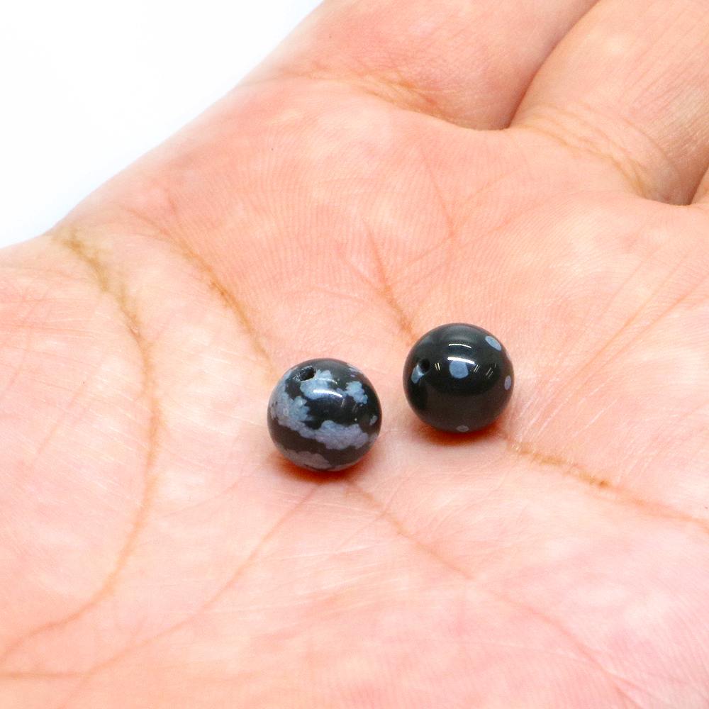 ●5粒売り●スノーフレークオブジディアン【丸玉】8mm【天然石 ビーズ パワーストーン】