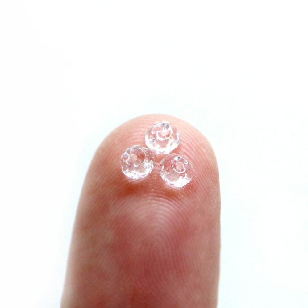 ●1粒売り●水晶（クリスタル）【ボタンカット】3×4mm【天然石 ビーズ パワーストーン】