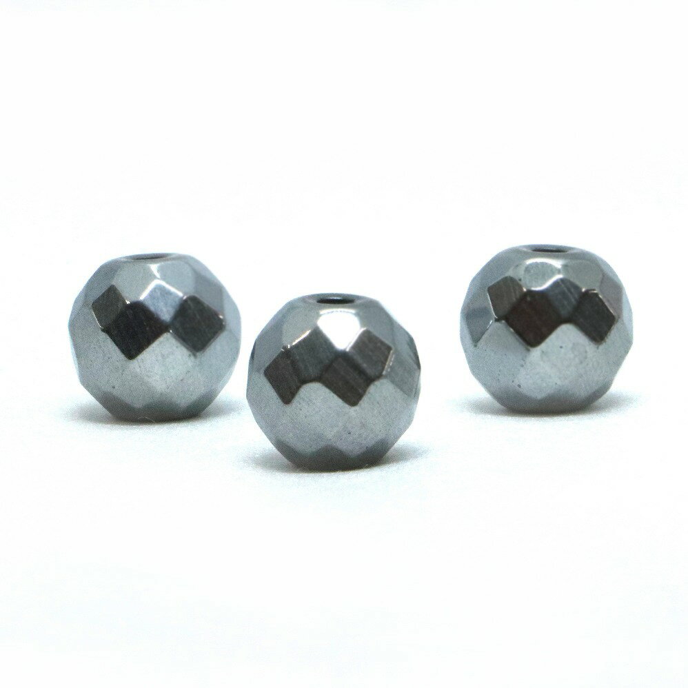 樂天商城 - ●1粒売り●ヘマタイト （ シルバー）【カット】10mm【天然石 ビーズ パワーストーン】