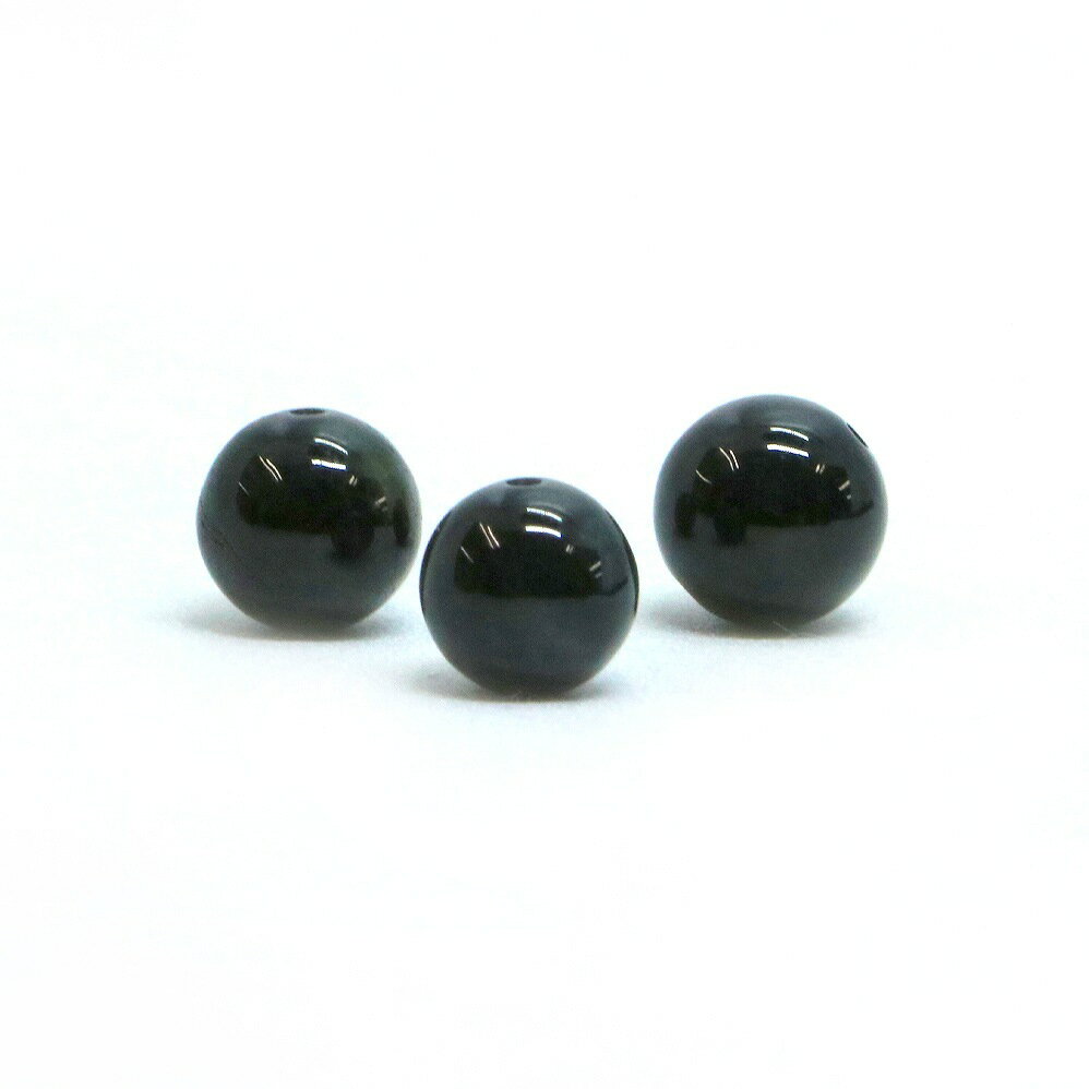 Rakuten - ●1粒売り●黒翡翠（ブラックミャンマージェイド）【丸玉】8mm【天然石 ビーズ パワーストーン】