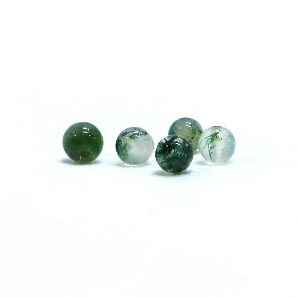 ●5粒売り●モスアゲート 丸玉 4mm5mm 天然石 ビーズ パワーストーン 