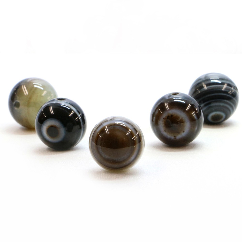 ●5粒売り●天眼石（しまメノウ）【丸玉】16mm【天然石 ビーズ パワーストーン】