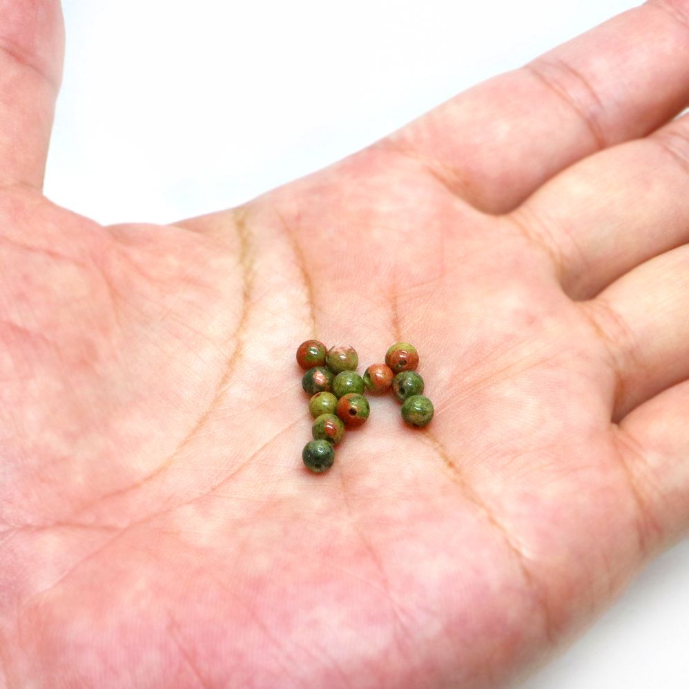 ●5粒売り●ユナカイト【丸玉】4mm【天然石 ビーズ パワーストーン】