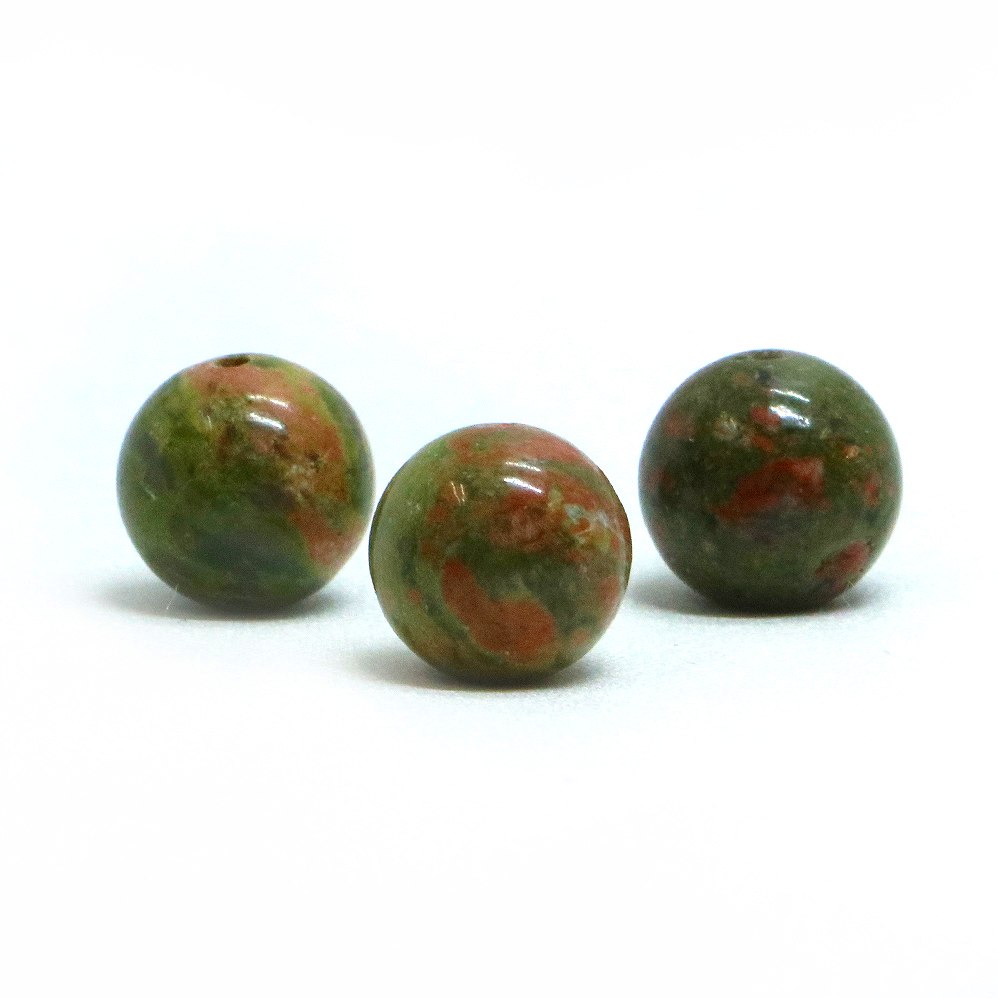 ●5粒売り●ユナカイト 丸玉 10mm 天然石 ビーズ パワーストーン 