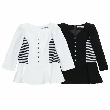 BORDERS at BALCONY ボーダーズアットバルコニー HEART NECK TWILL BLOUSE レディース 22秋冬 WHITE BLK BD2221-3C-02