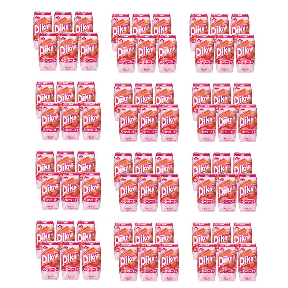 Lunaria楽天市場店の【直送品】まとめ買い3ケースセット　【森永】ピクニックいちごオ・レ 200ml×24本　合計72本｜アングル2