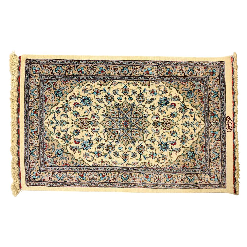 Other - 【国内正規輸入元直送品ペルシャ絨毯】品番38507 カシャンシルク シルク ベージュ 96×59 工房ムサヴィ