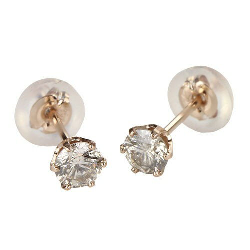 Rakuten - K18ピンクゴールド 0.3ct 一粒 ダイヤモンド ピアス 送料無料