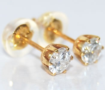 Opal - ダイヤモンド-0.44ct シンプル 6本爪デザイン K18 スタッドピアス 【店頭受取対応商品】