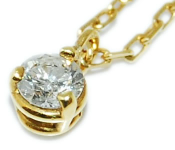 樂天商城 - ダイヤモンド-0.11ct シンプル 3本爪 K18YG オリジナル ペンダントネックレス 【店頭受取対応商品】