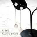 K18YG【7~7.5mm】アコヤ パール ロング ピアス パールキャッチ付【送料無料】【代引手数料無料】【品質保証書】K18 18金 イエローゴールド チェーンピアス 可愛い パール ジュエリー 綺麗 人気 揺れる あこや 真珠 スタッドピアス 縦長 パールピアス 6月 あこや真珠(4)