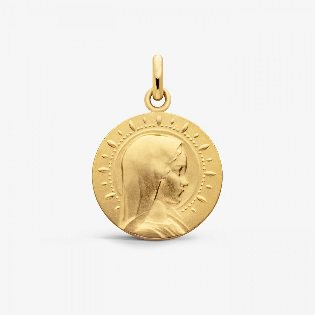 《アルチュス・ベルトラン》1803年創業パリの老舗聖母マリア　メダイ「輝く若き聖母」 18金　18mm つや消し（マット）仕上げ【フランス】