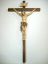《レーピ》欧州教会使用創業100年木彫りブランド磔刑像 十字架（クルチフィクス）「チロリアン」タイプ Cライトブラウン濃淡2色（手彩色）キリスト像高さ：20cm十字架高さ：43cm 【イタリア】