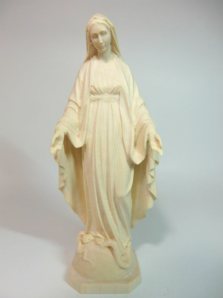 《レーピ》欧州教会使用創業100年木彫りブランド木彫り　聖母マリア像「 無原罪 」白木仕上げ高さ 12cm　保証書付【…