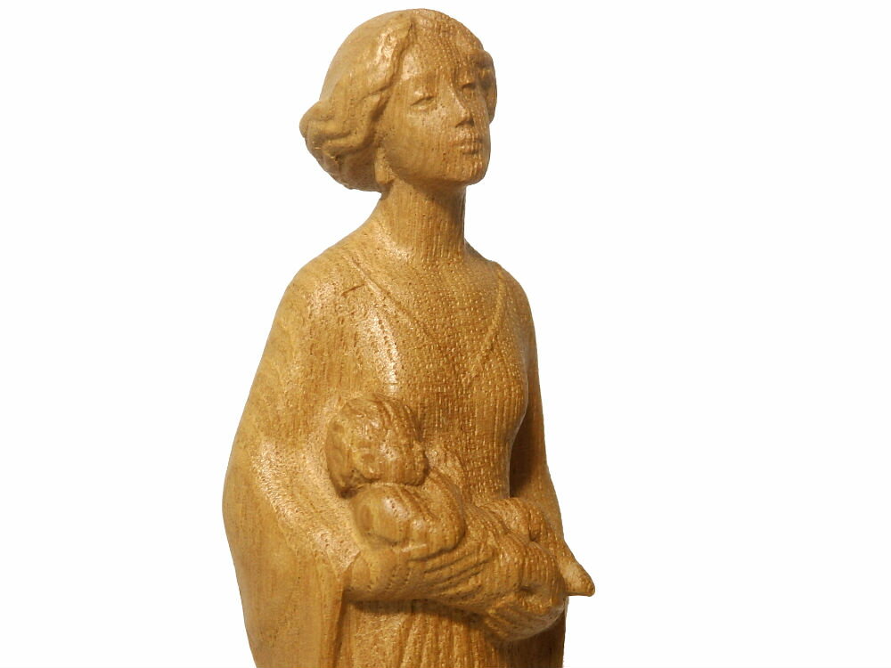 《レーピ》欧州教会使用創業100年木彫りブランド木彫り聖母マリア像聖母子像「リバティースタイル」ニス仕上げ高さ20cm保証書付【イタリア】