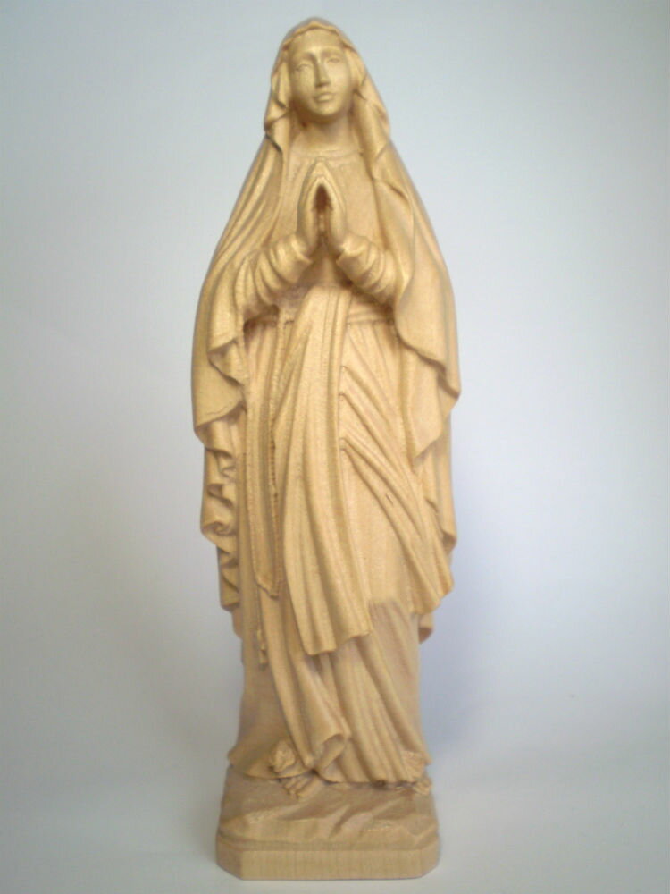 《レーピ》欧州教会使用創業100年 木彫りブランド木彫り　聖母マリア像「 ルルド 」ニス仕上げ　高さ 15cm保証書付【…