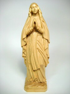 《レーピ》欧州教会使用創業100年 木彫りブランド木彫り　聖母マリア像「 ルルド 」ニス仕上げ　高さ 12cm保証書付【イタリア】