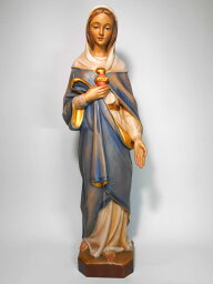 《レーピ》欧州教会使用創業100年 木彫りブランド木彫り　聖母マリア像（聖心）「セイクリッド・ハート」カラー仕上げ（手彩色）高さ 20cm　保証書付【イタリア】