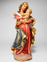 《レーピ》欧州教会使用創業100年 木彫りブランド木彫り　聖母マリア像「ザルツブルク」聖母子像 カラー仕上げ（手彩色）高さ 20cm　保証書付【イタリア】