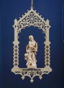《レーピ》欧州教会使用創業100年 木彫りブランド「ポプラ材 つり飾り」ミニ木彫り 聖人 『聖セシリア』『聖チェチリア』白木仕上げ高さ16cm（お像7cm）保証書付【イタリア】 その1